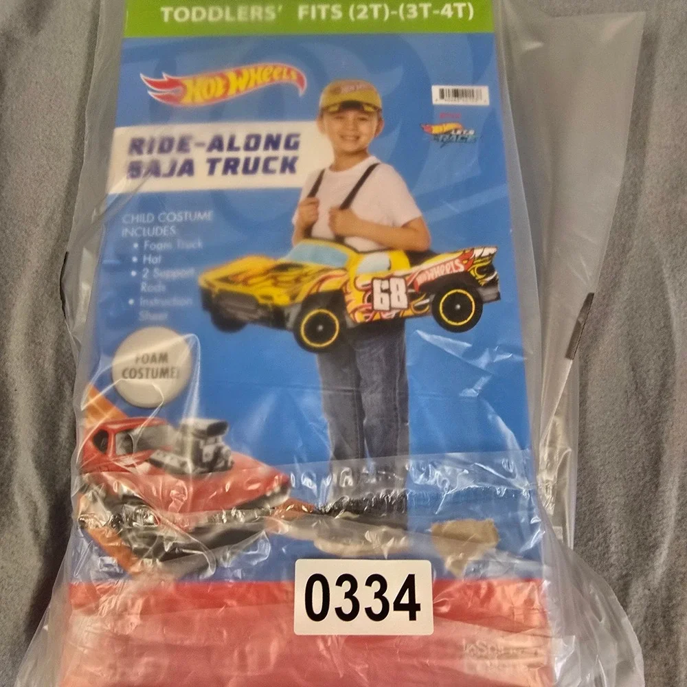 Hot Wheels Ride-Along Baja Truck Toddler Costume 2T-4T Yellow Foam‎ Car Hat New